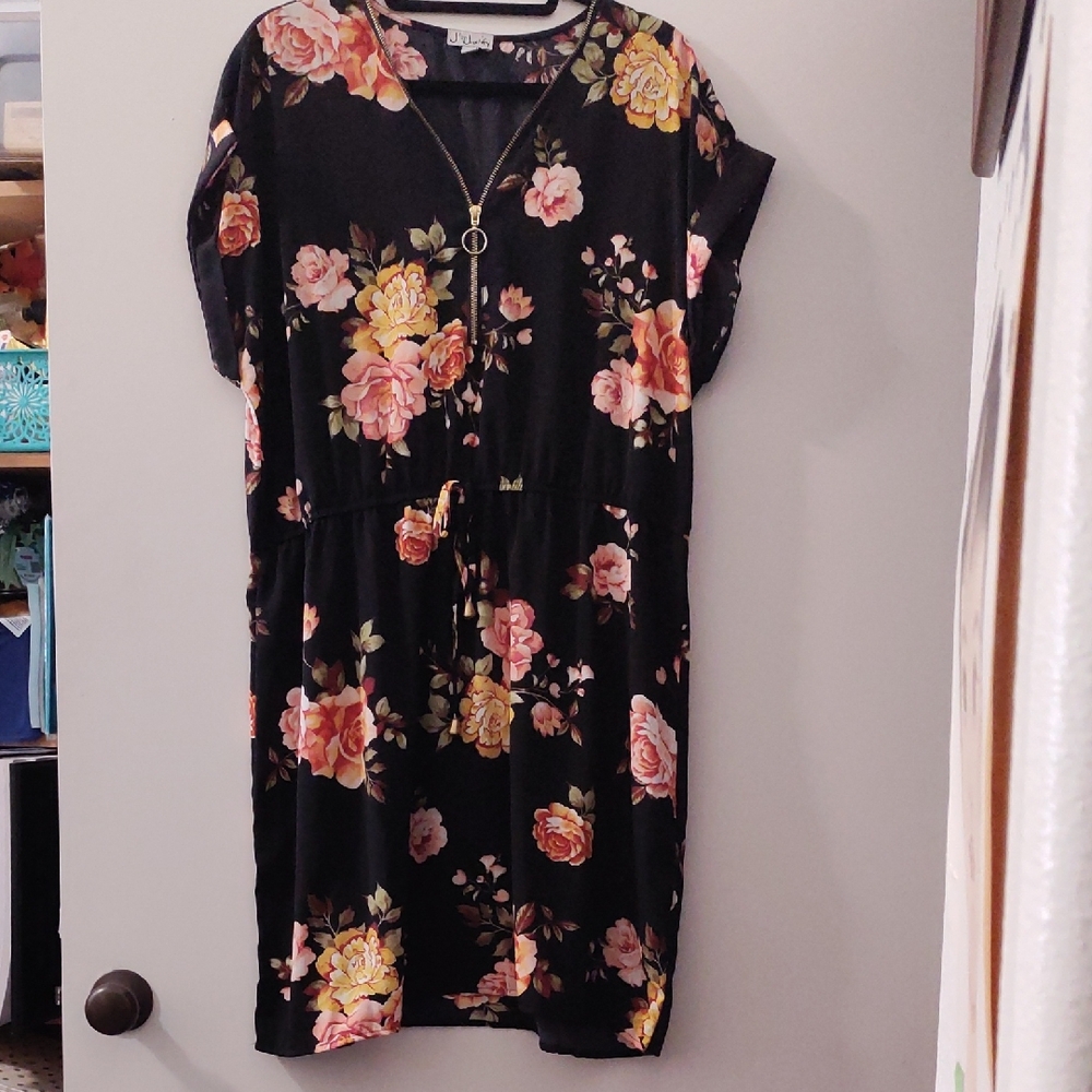 J for Justify Black Floral Midi Dress
